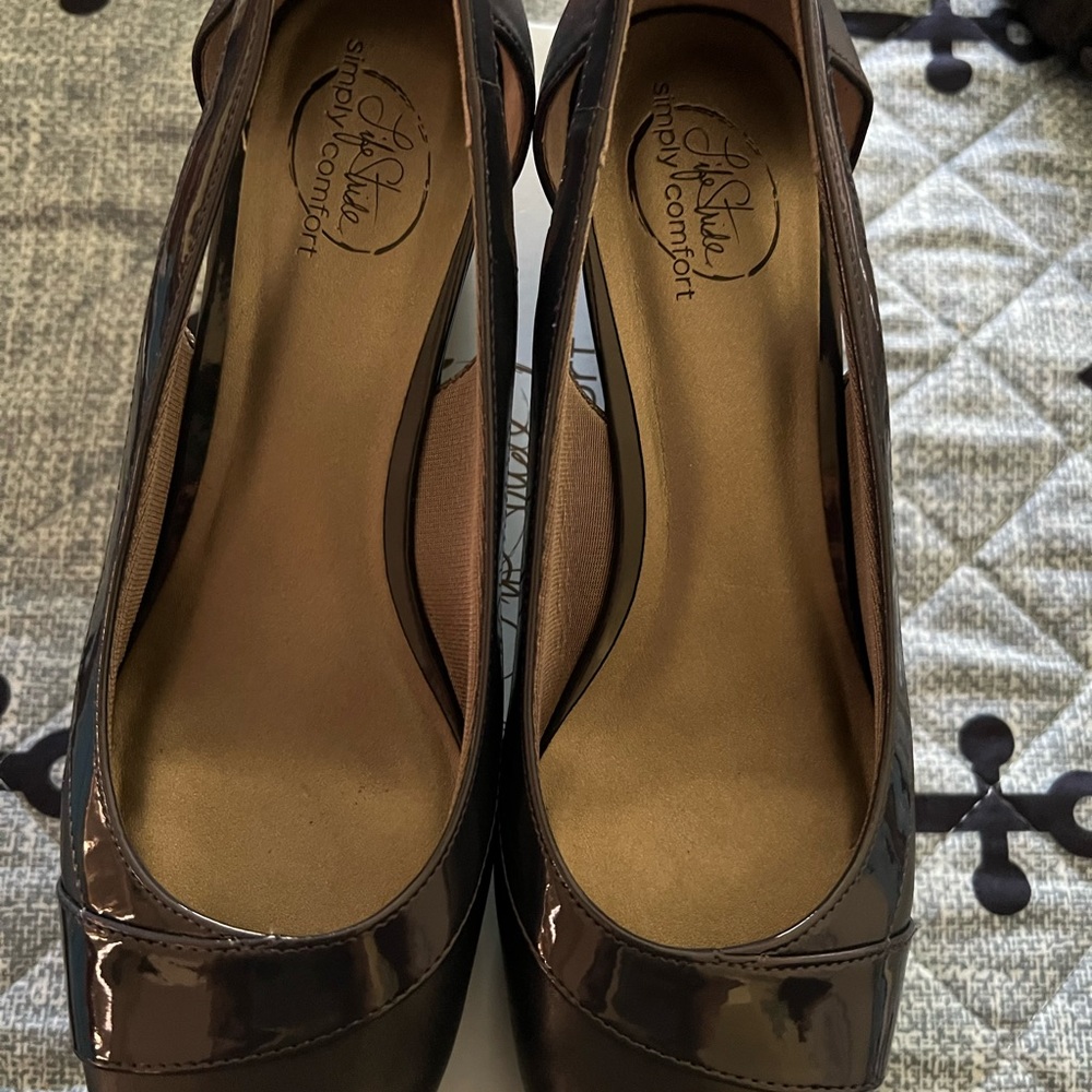 Life Stride Ladies Dress Shoes Navy Blue Size 8 1/2
